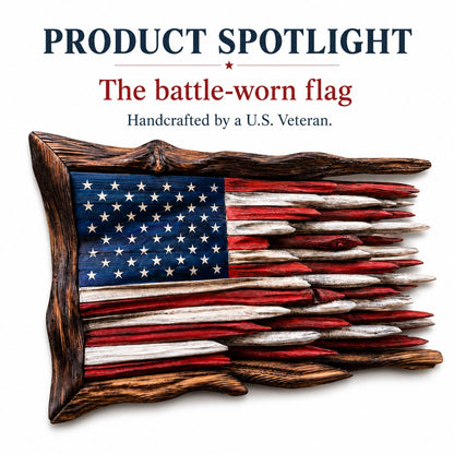 "The Battle Worn" Flag,3D Iron Patriotic Tattered Great of Honor Office Wall Art Decoration, Indoor Outdoor Yard Farmhouse Patio for Patriots Family Friends Soldiers.