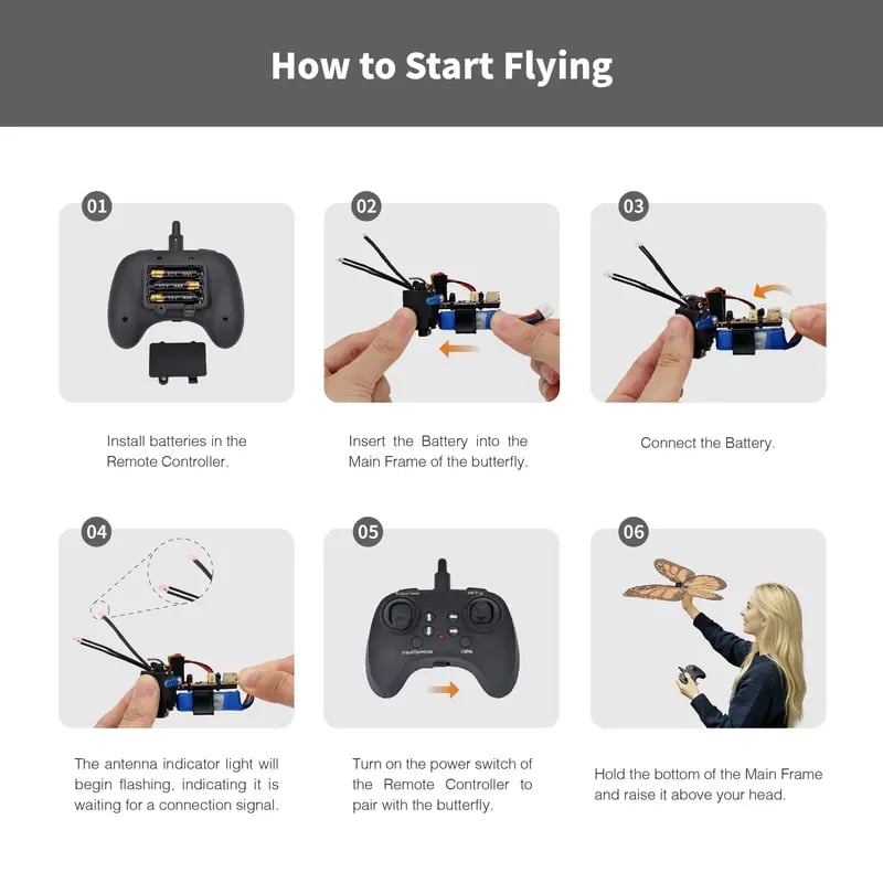 Bio-Inspired Flying Butterfly, Remote Control Realistic Butterfly with Flapping Wings