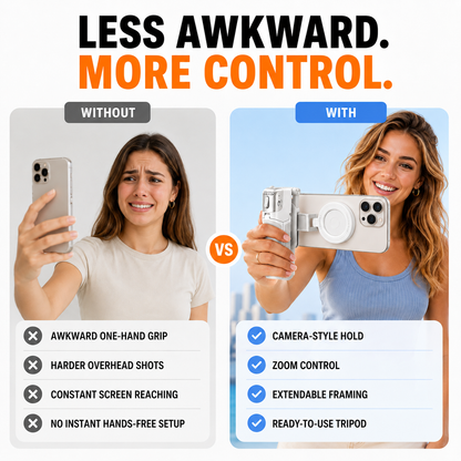 📸 Zoomable Magnetic Palm Grip | Selfie Stick & Tripod