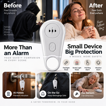 🔥50% OFF NOW! 🛡️Personal Safety Alarm Keychain—130dB Loud Emergency Siren with Vibration Activation Safety Mode, Rechargeable Flashlight & Strobe Light, Pull Ring Emergency Device for Women, Seniors, Travel & Hotel Safety
