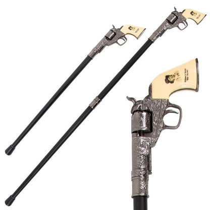 Western Revolver Walking Cane – Unique Pistol Handle for Collectors & Gentlemen