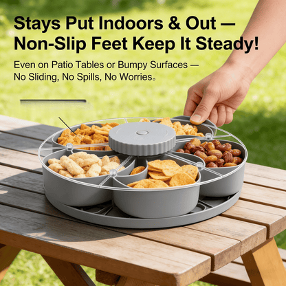 🍽️ Rotating 5-Compartment Snack Tray