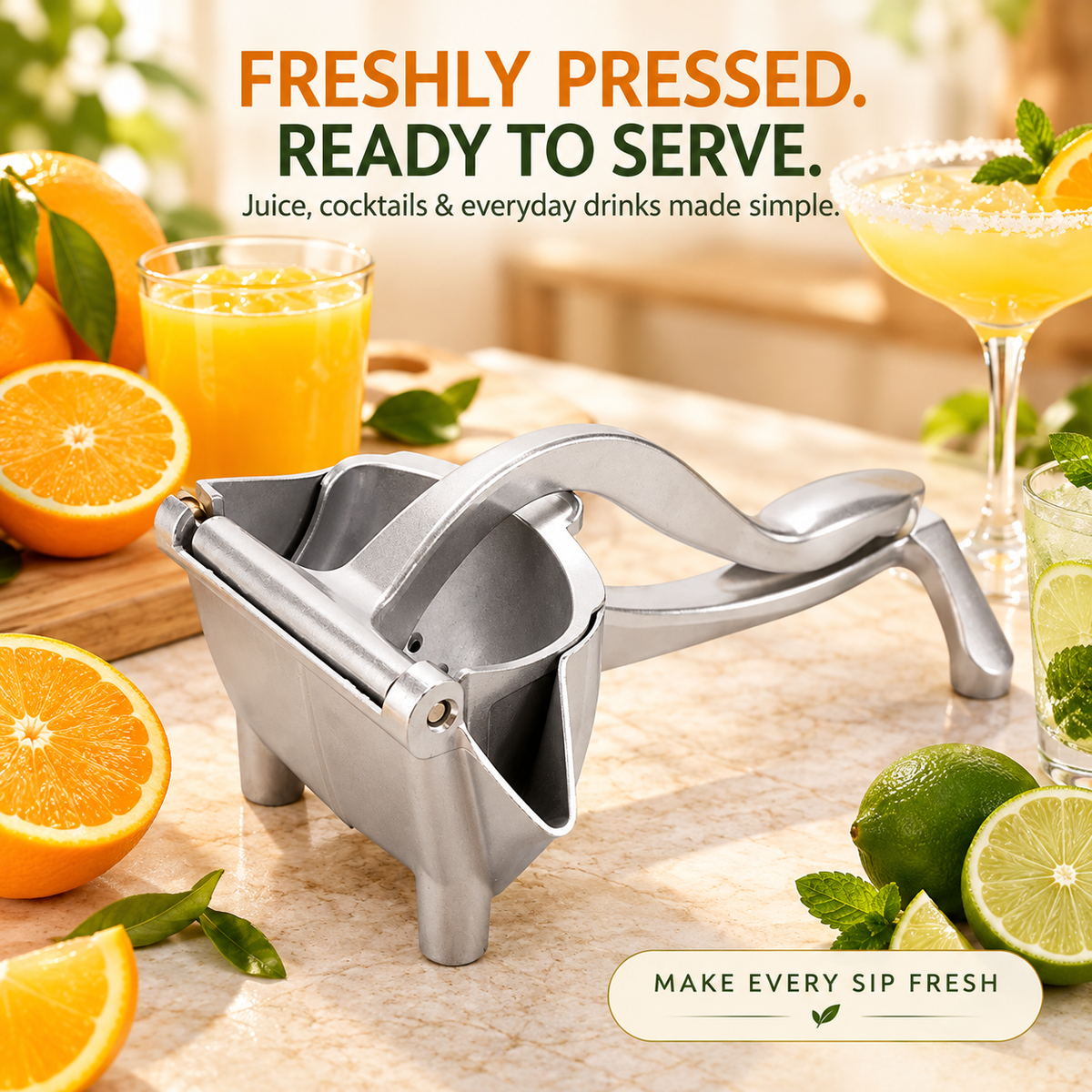 🍋 Manual Citrus Juicer Press – Handheld Multi-Fruit Squeezer for Fresh Juice, Cocktails & Drinks