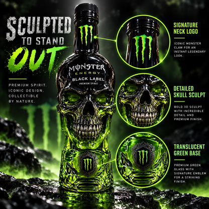 Monster Energy Black Label Skull Bottle 💀💚 | Dark Gothic Design �