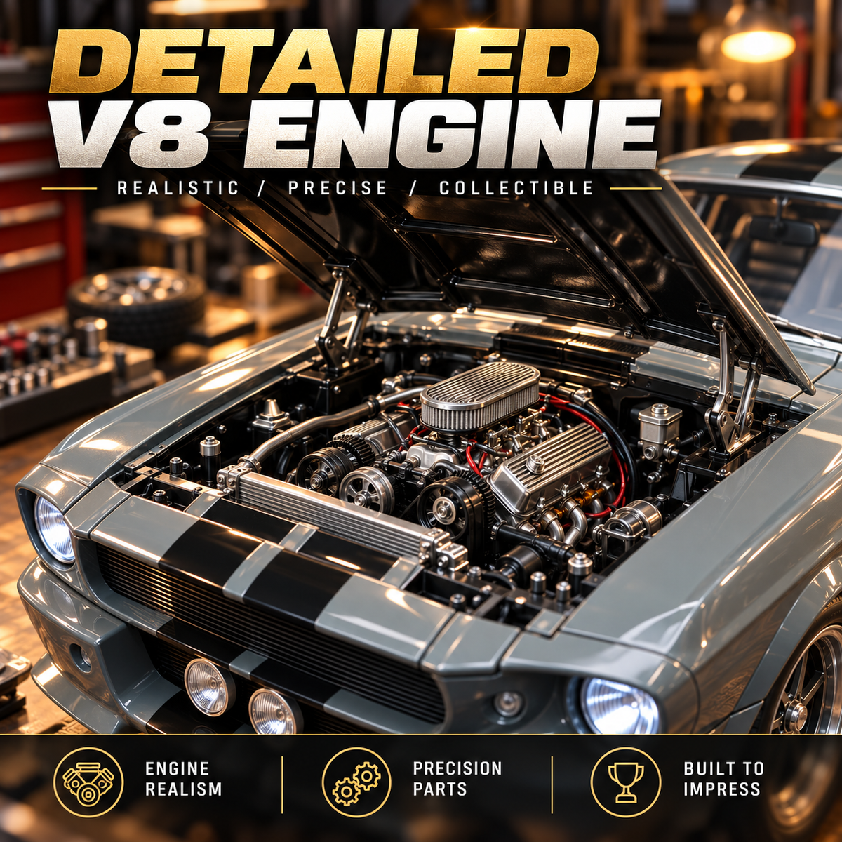 🏎️ 1967-Inspired GT500 Fastback DIY Model Car Kit – Build & Display