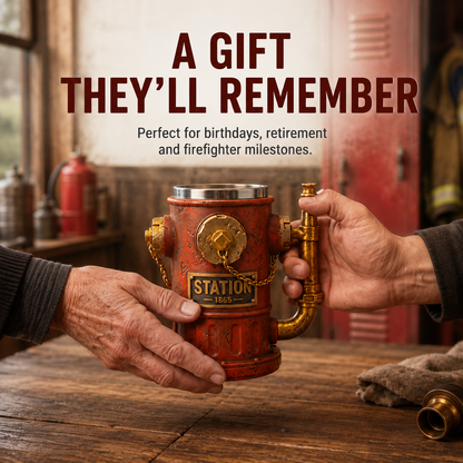 Vintage Fire Hydrant Mug – 12 oz Firefighter Gift with Stainless Steel Liner