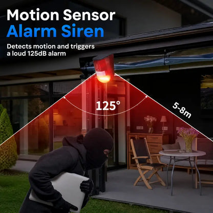 🚨 129dB Solar Motion Sensor Alarm – Loud Siren & Flashing LED Security Alert