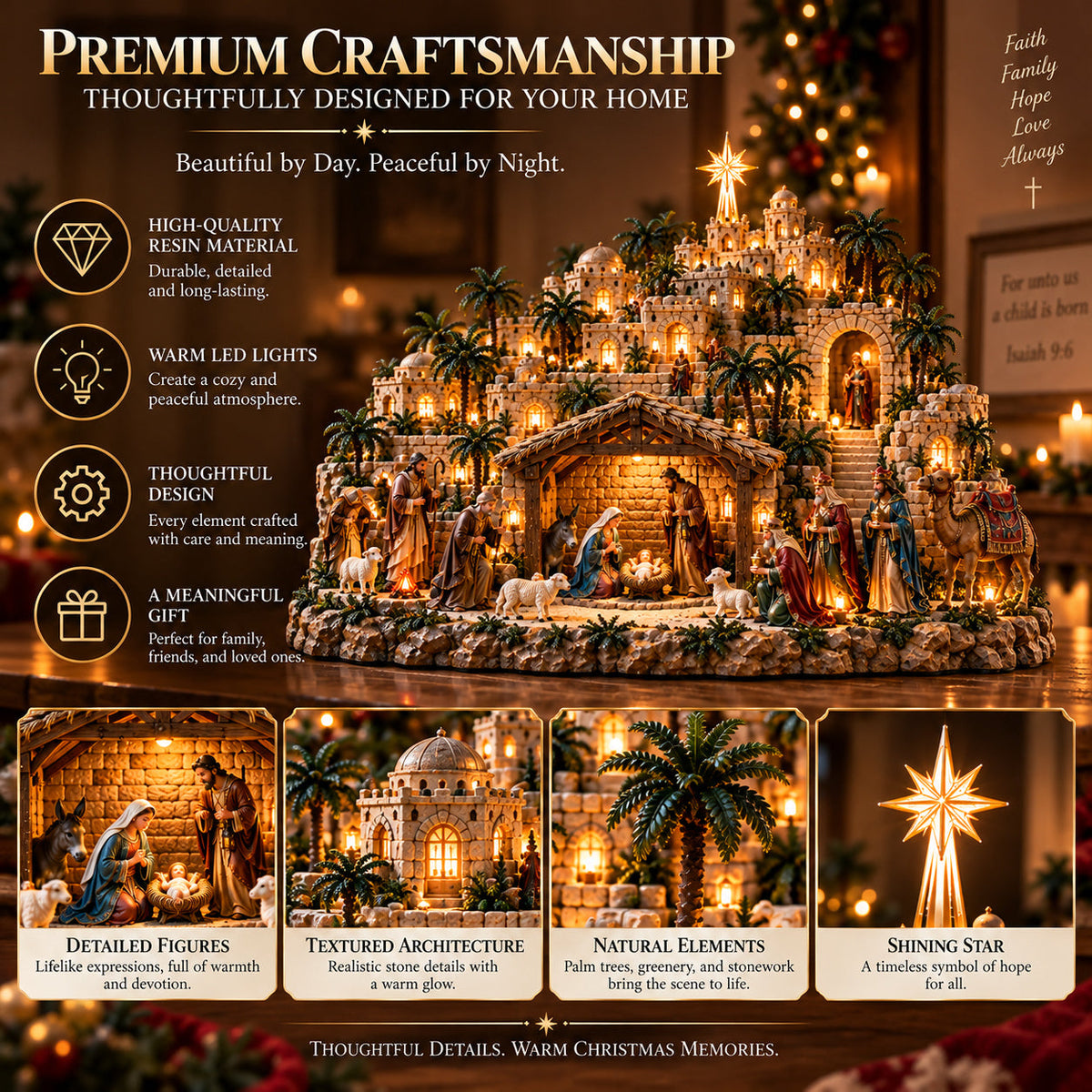 🔥LAST DAY 49% OFF✨ Remember the Night That Changed Everything! — The Holy Night of Bethlehem Illuminated Nativity Village