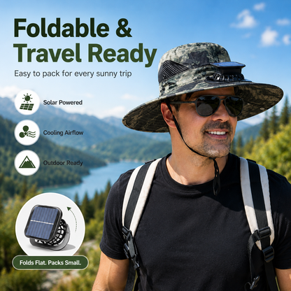 🌞 Solar-Powered Cooling Hat | Stay Cool Outdoors, No Batteries Needed