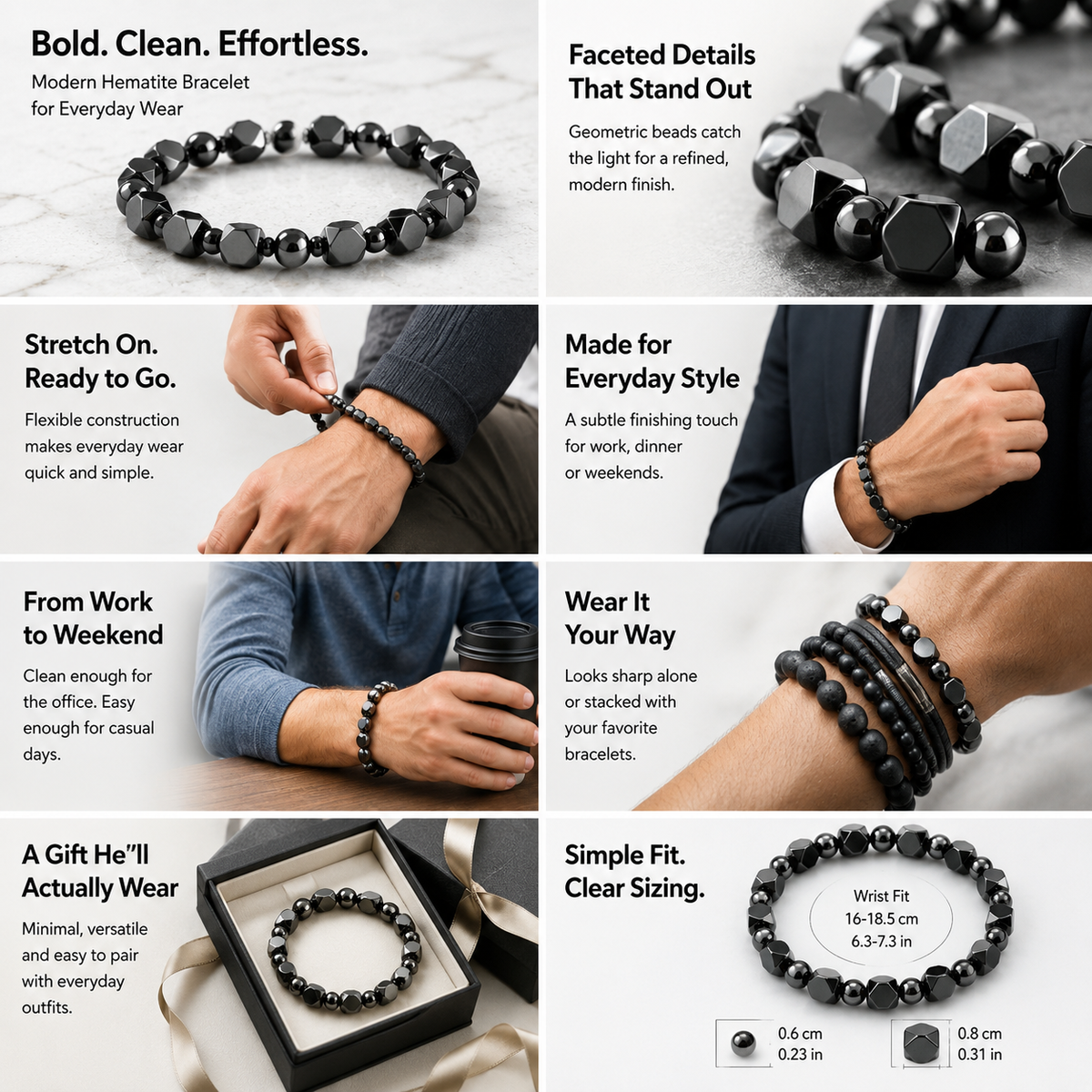 Protection Bracelet - Hematite Stones Beaded