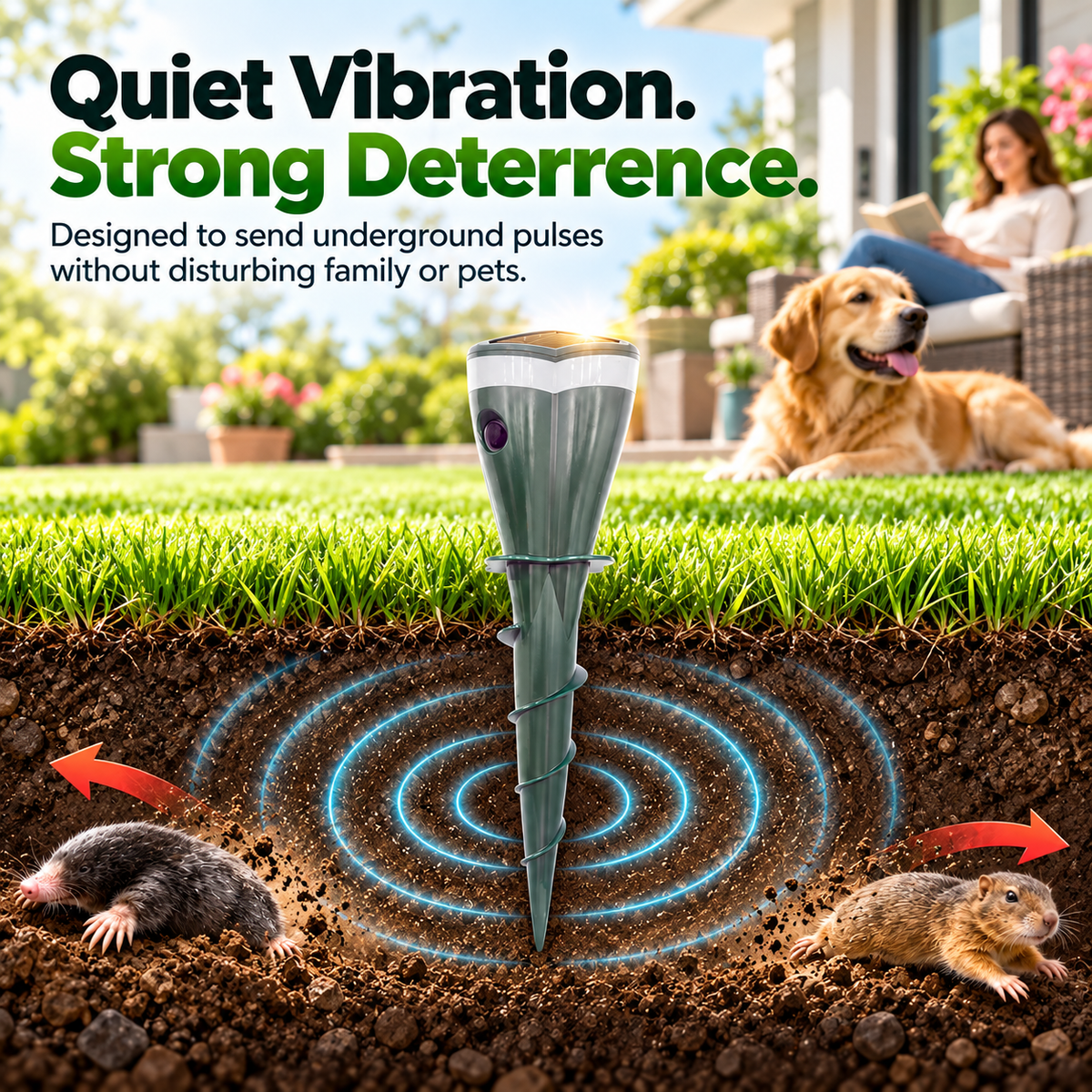 Solar-powered rodent repellent
