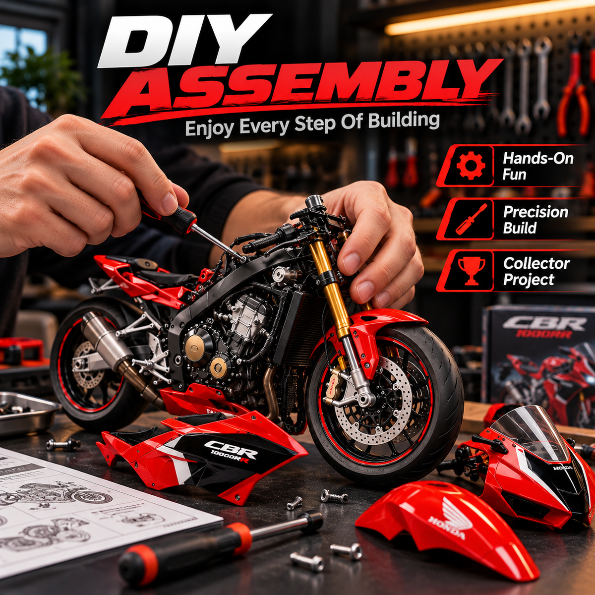 🏁 DIY Racing Motorcycle Model Kit – Build Your Own Racing Legend