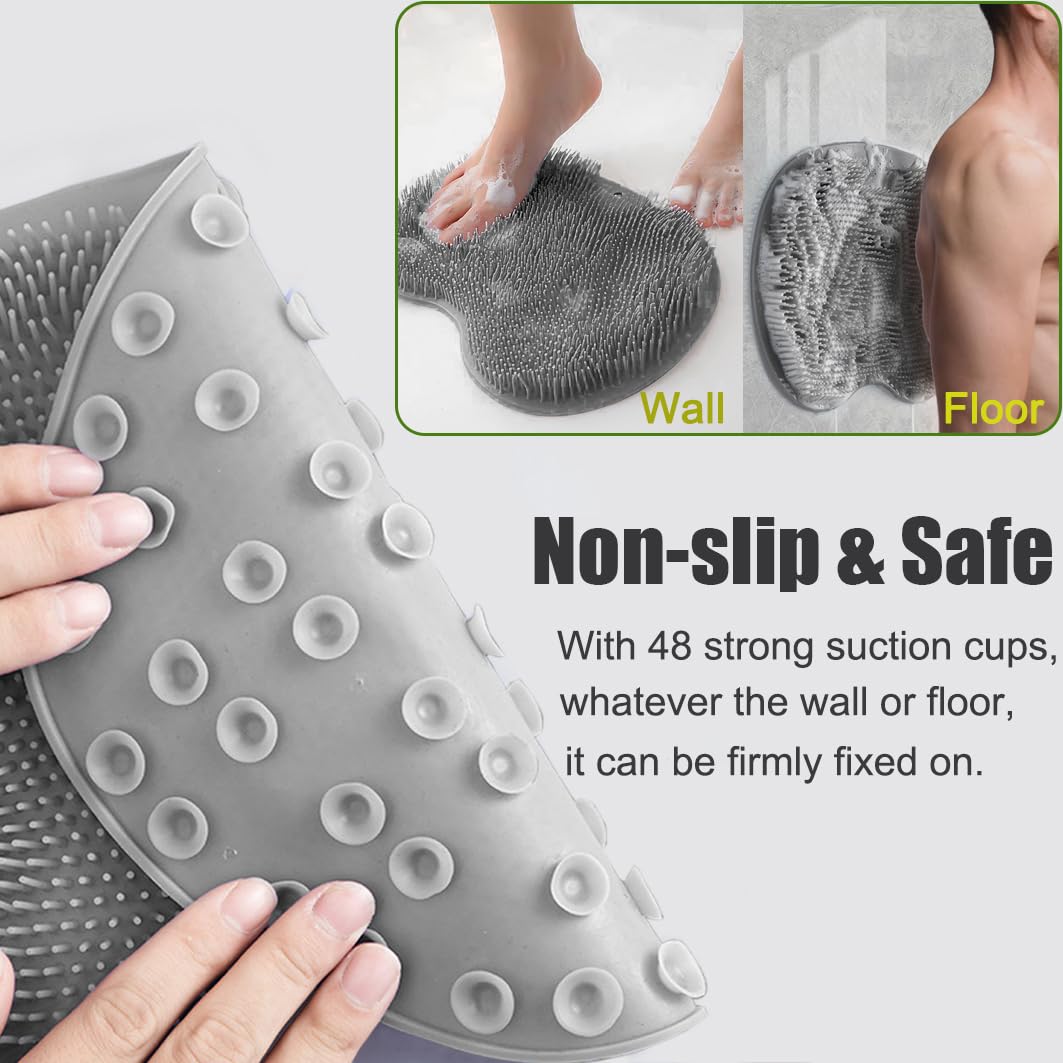 🔥Last Day 50% OFF🔥Hands-Free Silicone Foot Scrubber Mat for Shower | Clean & Massage Feet Easily
