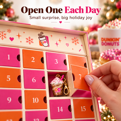 Dunkin’ Donuts Advent Calendar 24-Day Christmas Countdown Gift for Dunkin’ Lovers & Donut Fans