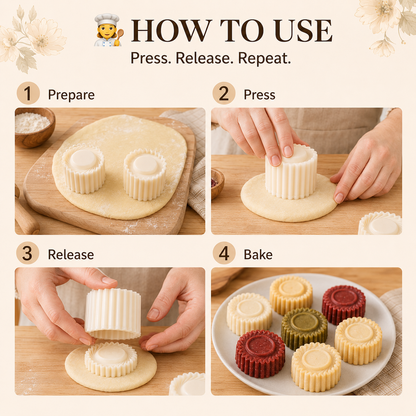Flower-Shaped Cookie Cutters, Embossed Pastry Molds（2PC）