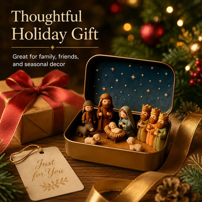 (🎁Last Day 49% OFF)🎄✝️Mini Christmas Nativity Set in a Tin Box