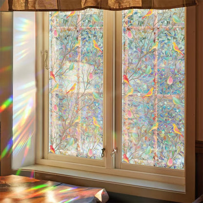 🔥Hot Sale 49% OFF –Floral Stained Glass Window Film 🌈 UV Blocking • Soft Privacy • Rainbow Light Effect