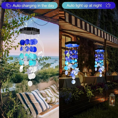 🎁49% OFF - 🌈 ✨ Solar-Powered Seashell Wind Chime Light