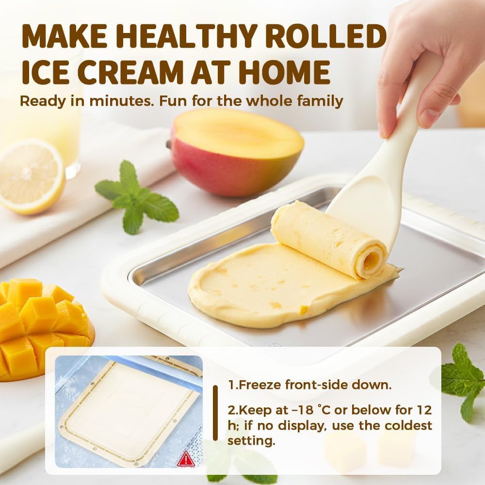 🍓 Food-Grade Stainless Steel Ice Cream Tray | Easy Clean