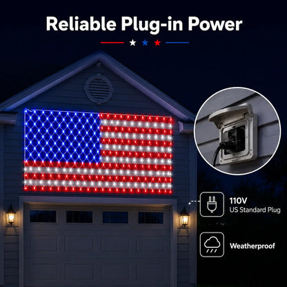 Solar American Flag Lights for Outdoor Patriotic Decorations