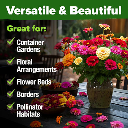 HOME GROWN Zinnia Seeds for 2026 - California Giant Mix - 7,300+ (2 oz) Plant Wildflower Blooms Bulk Seeds for Planting Flowers Outside