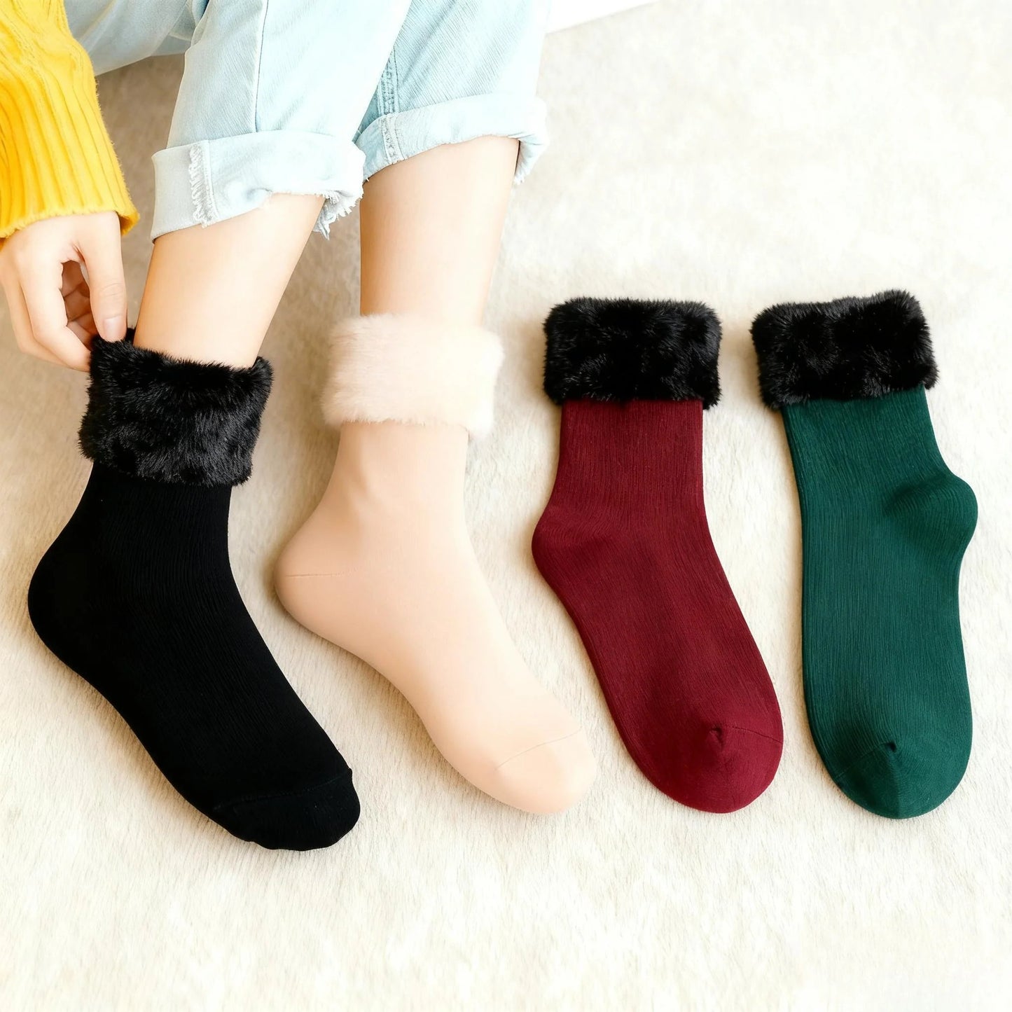 49% OFF This Week Promotions🎉🎉5 pairs of thick fleece-lined, warm, self-heating snow socks