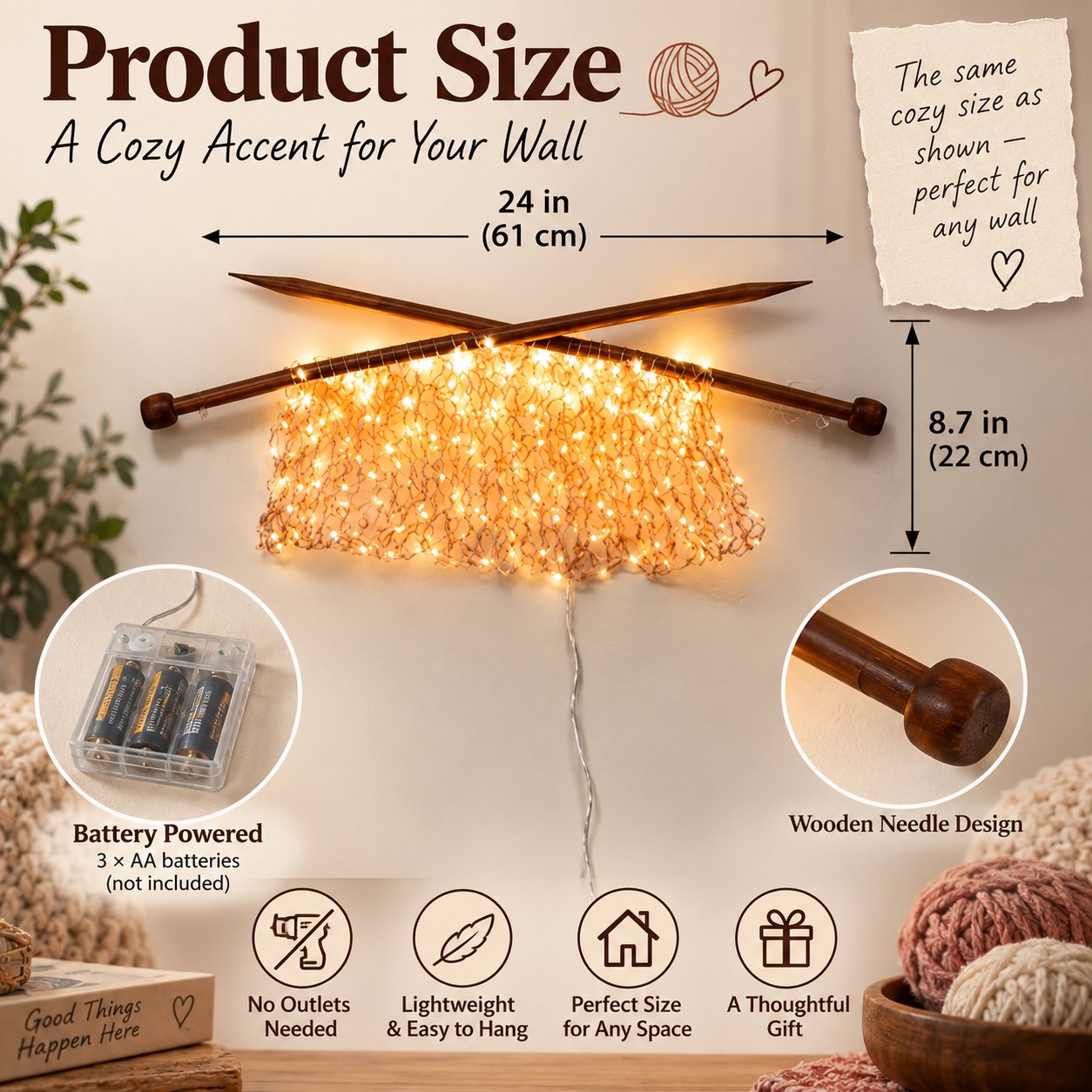Knitting Needles Wall Light