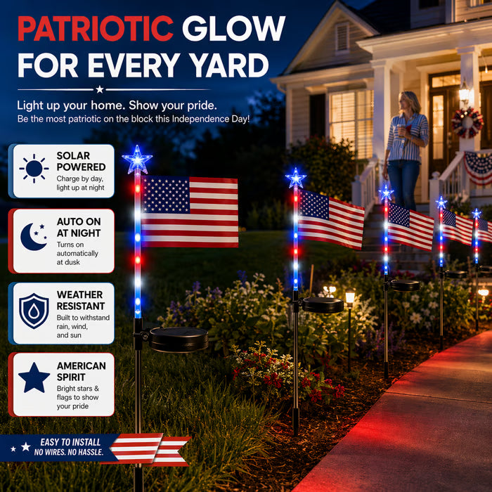 ✨Solar Flag Lights - 8 Modes Waterproof Outdoor Decorative Stake Lights