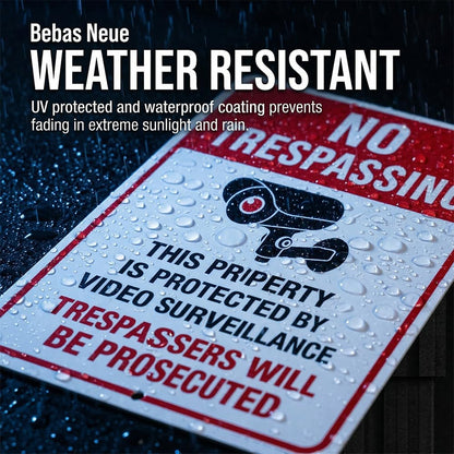 🚫 No Trespassing Video Surveillance Sign 🛡️ UV Printed Rust-Free Aluminum Warning Sign 🌦️ Weatherproof for Home, Business, Gate, Fence, Yard, Driveway & Entry Areas