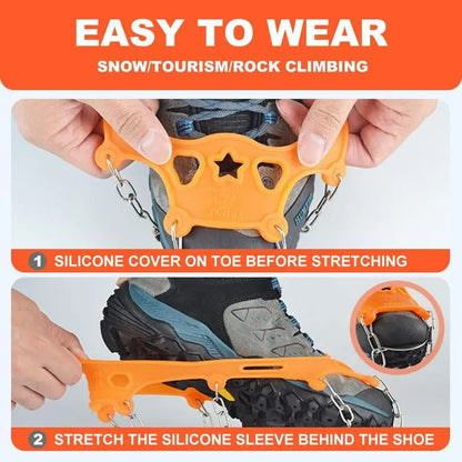 Ice Cleats for Shoes and Boots, Lightweight Crampons Anti-Slip Traction Snow Grips for Walking, Daily Commuting, Hiking Outdoor Winter Use for Men Women One size fits all