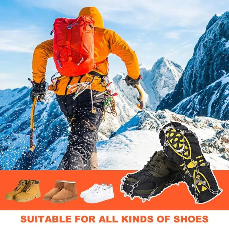 Ice Cleats for Shoes and Boots, Lightweight Crampons Anti-Slip Traction Snow Grips for Walking, Daily Commuting, Hiking Outdoor Winter Use for Men Women One size fits all
