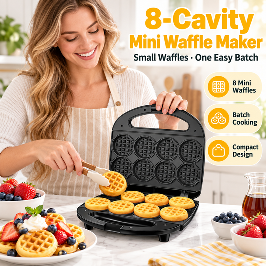 8-Cavity Mini Waffle Maker