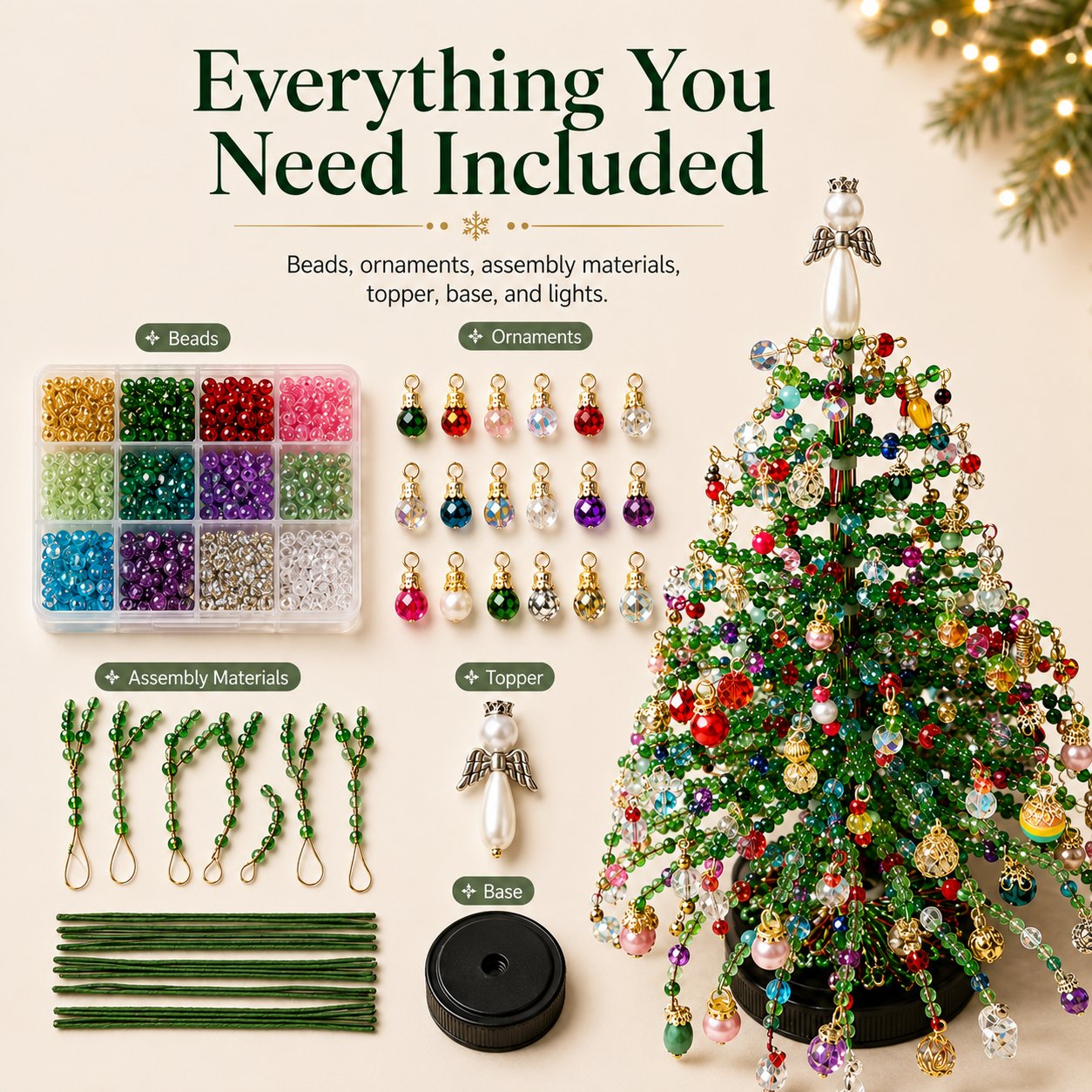 🎄✨ DIY Beaded Christmas Tree Kit – 🎅Create Your Own Sparkling Holiday Decoration