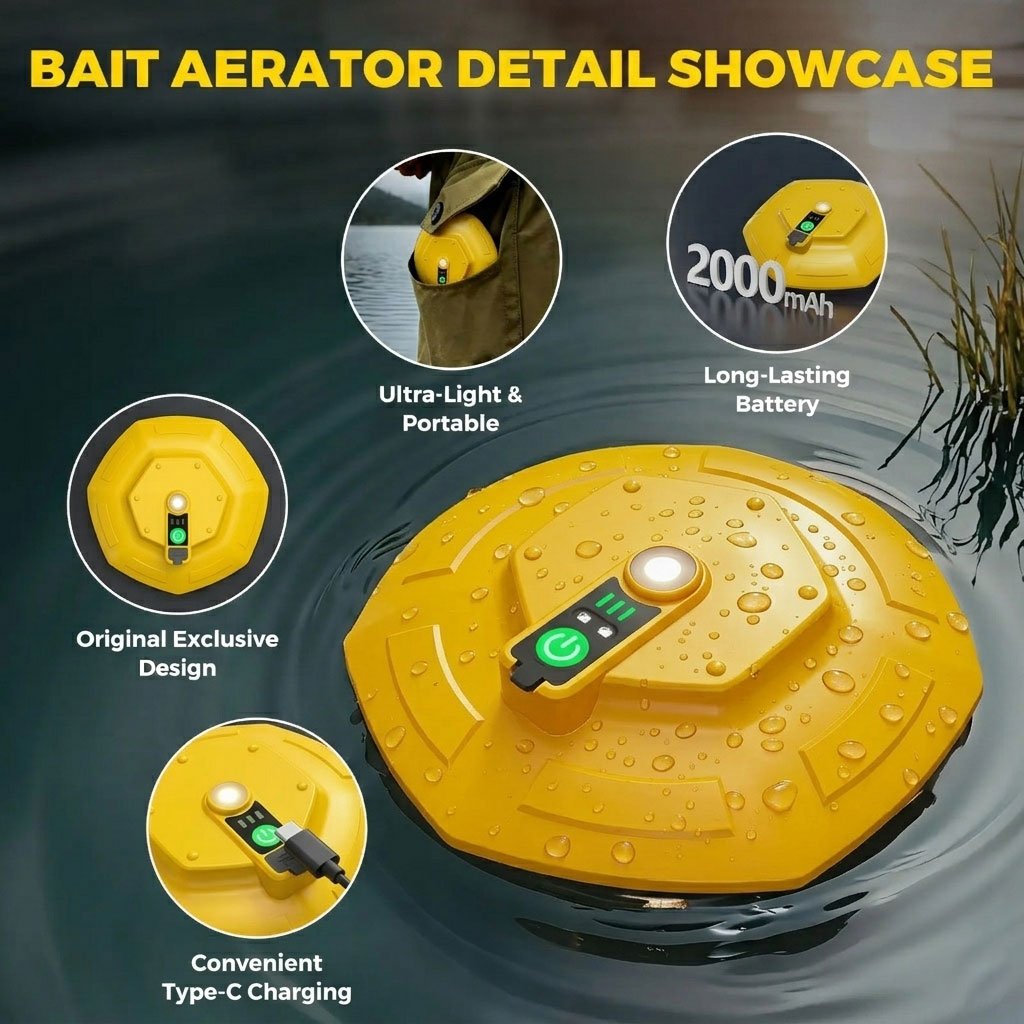 🎁🔥Portable Bait Aerator Pump, Floating Oxygen Bubbler with Rechargeable Battery