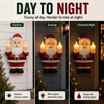 🎅 Mischievous Light-Up Middle Finger Santa Christmas Decor