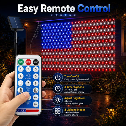 Solar American Flag Lights for Outdoor Patriotic Decorations