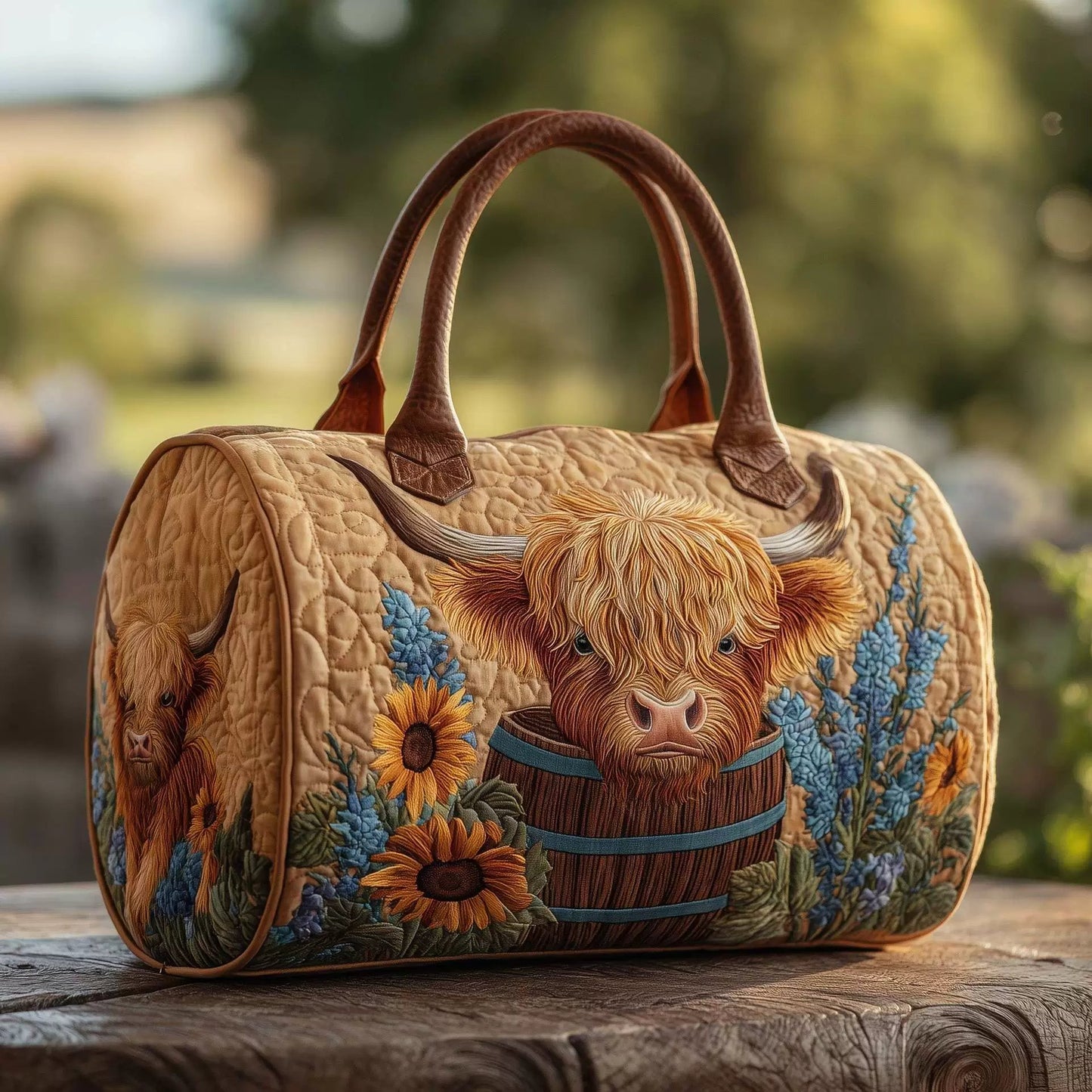🐮💖Highland Cow Quilted Duffle Bag