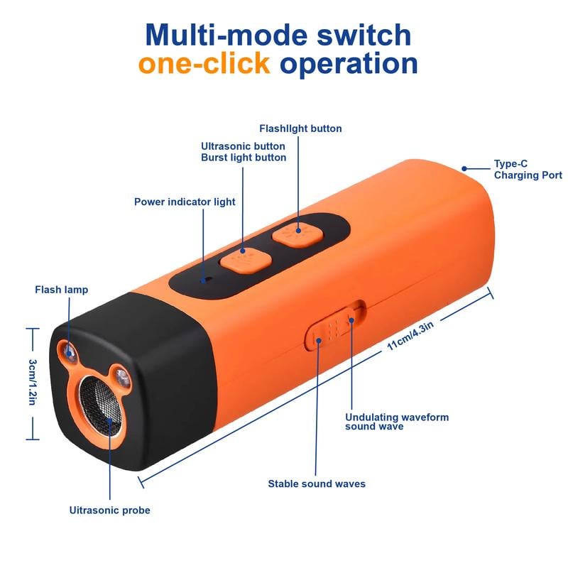 (🎁Last Day 49% OFF)🐶🔇Professional Sonic Emitters Dog Training Tool,Dog Bark Deterrent Device with LED Flashlight