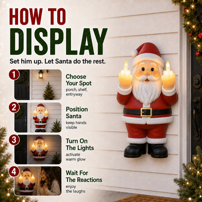 🎅 Mischievous Light-Up Middle Finger Santa Christmas Decor
