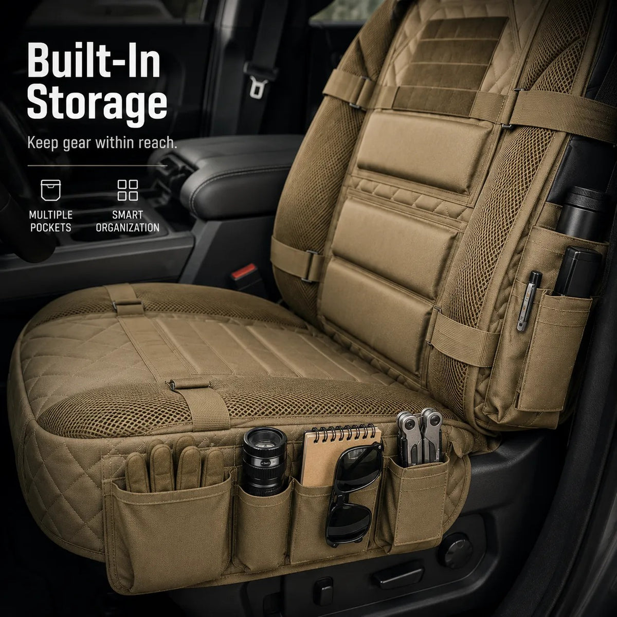 🚙Rugged MOLLE Truck Seat Cover – Tactical Storage, Seat Protection & All‑Day Comfort