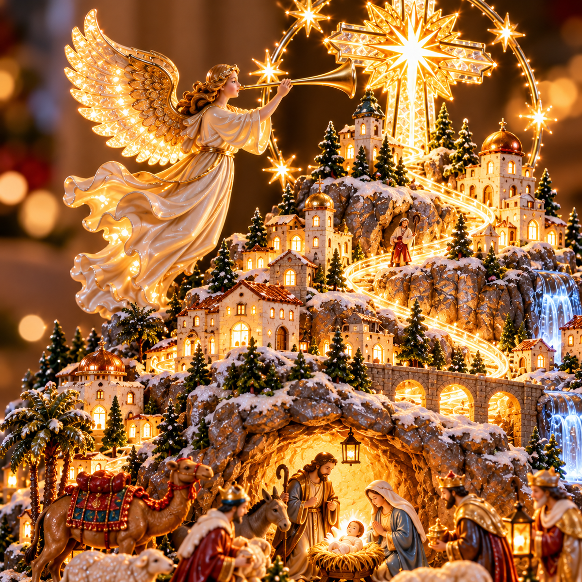 🔥Last Day 50%✨ Where Bethlehem Glows | Illuminated Nativity Mountain Scene
