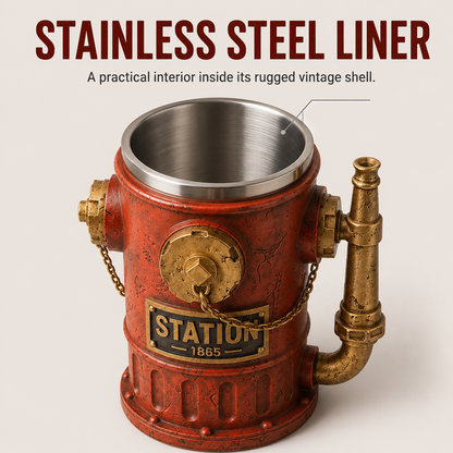 Vintage Fire Hydrant Mug – 12 oz Firefighter Gift with Stainless Steel Liner