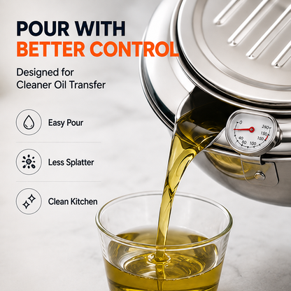 304 Stainless Steel Stovetop Deep Fryer Pot – With Thermometer