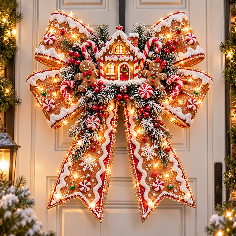 🔥 LAST DAY 49% OFF🎀🎄 Christmas Magic Bow Door Hangers – Oversized Light-Up Holiday Bows in 6 Festive Styles