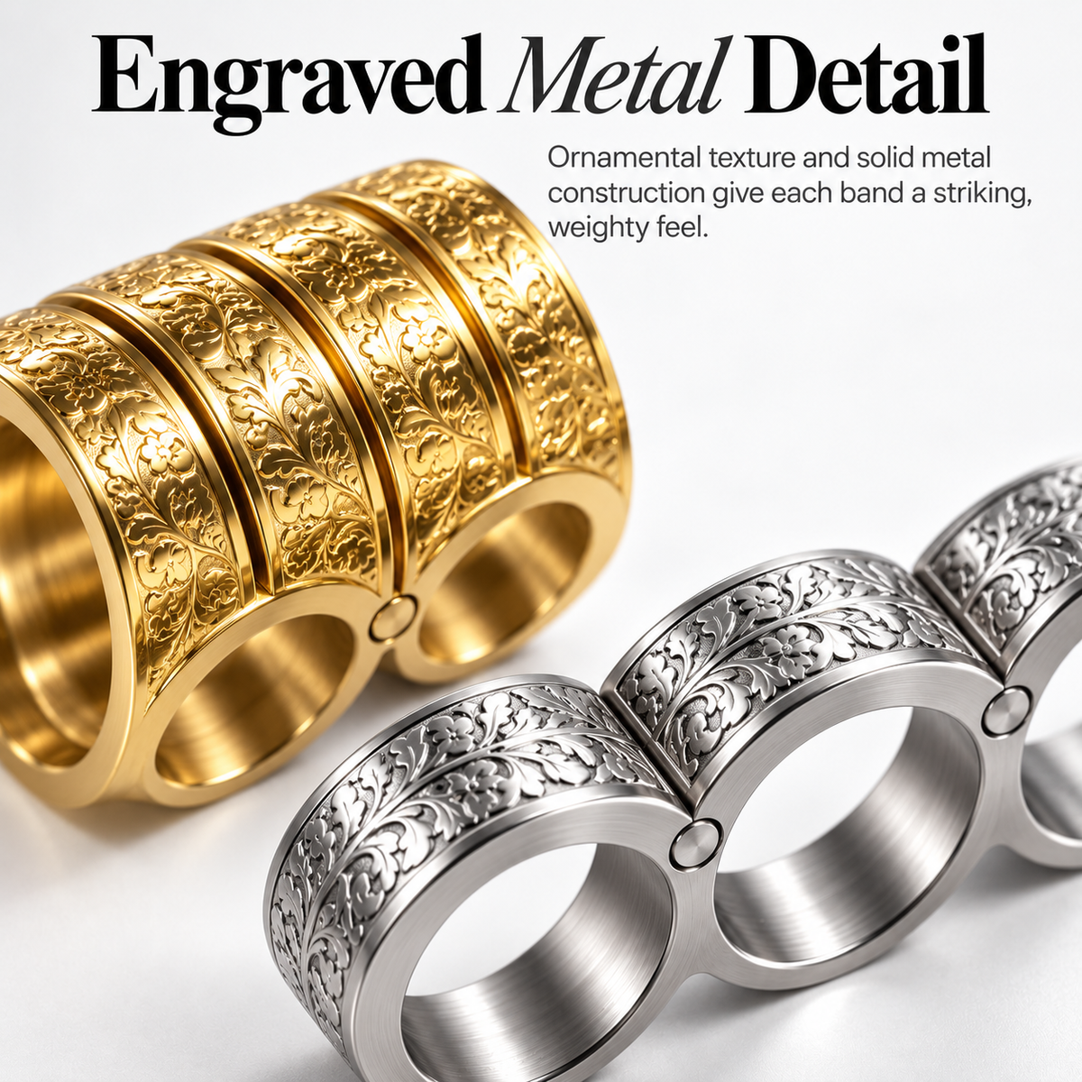 Unisex Four-Band Thumb Ring – Unique metal finish with a striking look; suitable for casual wear; an elegant, stylish accessory for adults.