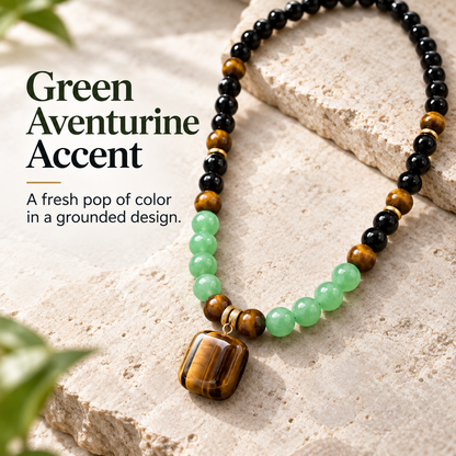 ✨ Money Attraction Necklace With GreenAventurine & Tiger Eye Pendant Healing Crystal Stone