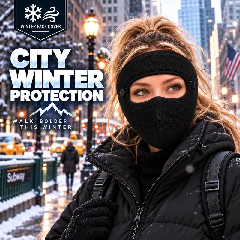 Winter protective face mask with detachable goggles, windproof and warm, fleece-lined—unisex
