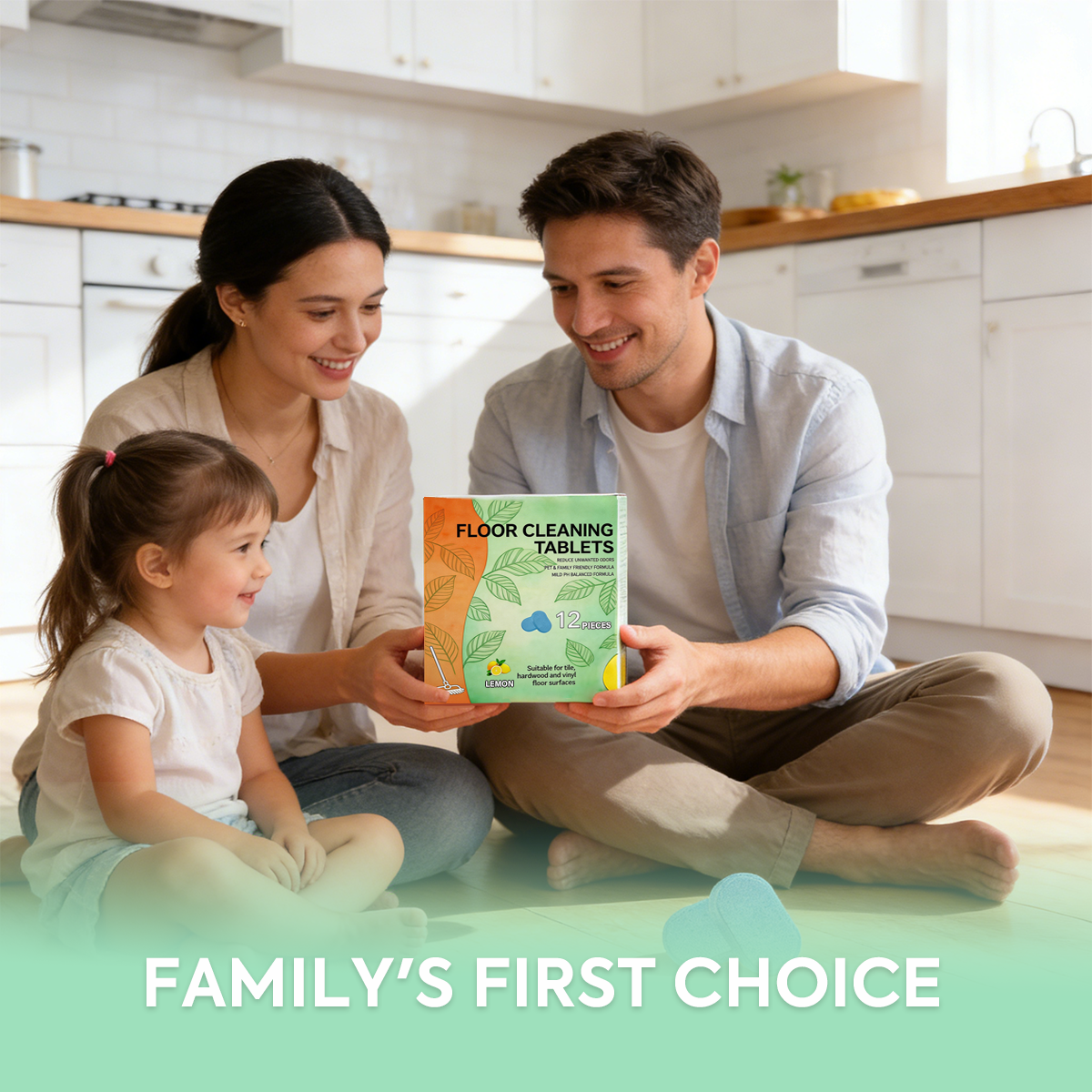 Efficient Floor Cleaning Tablets: Multi-Surface Solution (Lemon Scent)