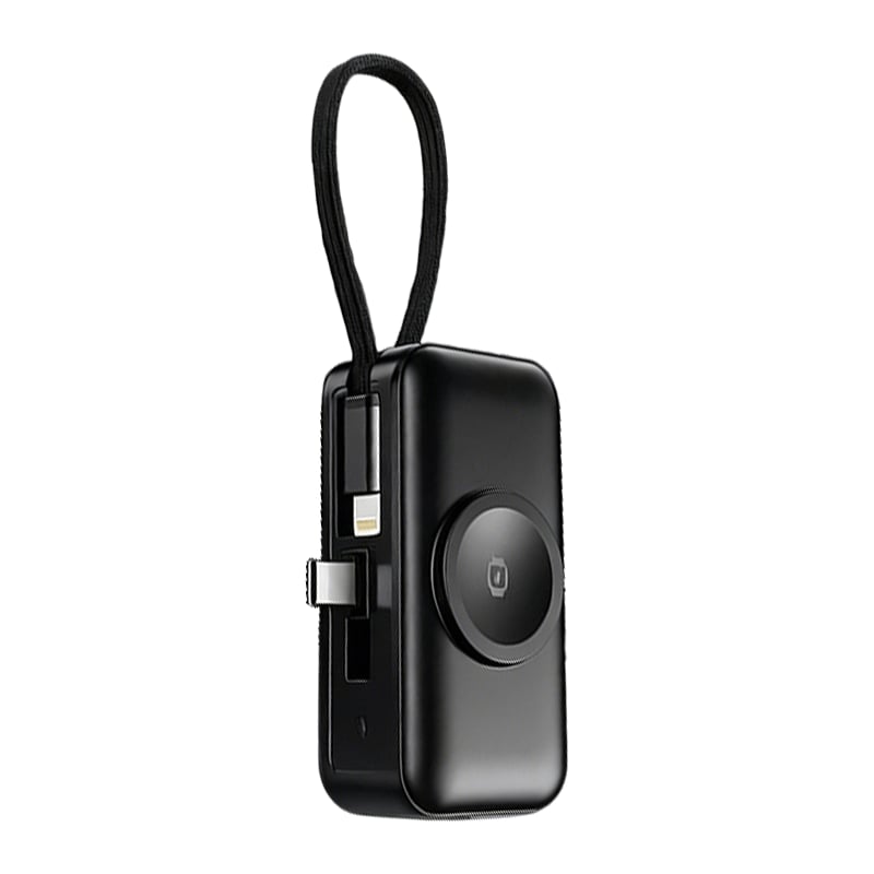 🔋3-in-1 Power Bank – Integrated Cable & Foldable Wall Plug – Wireless Watch Charger for iPhone & Android ✈️
