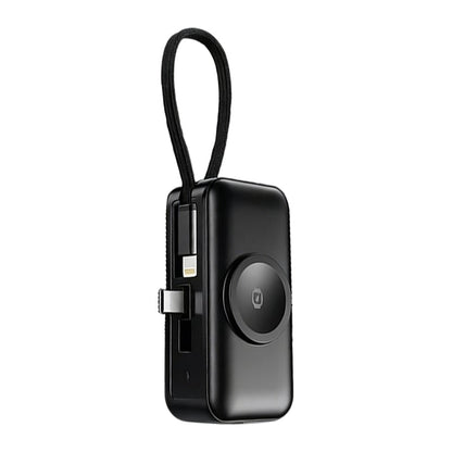 🔋3-in-1 Power Bank – Integrated Cable & Foldable Wall Plug – Wireless Watch Charger for iPhone & Android ✈️